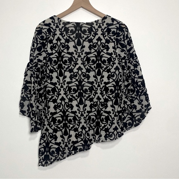 Alfani Blouse Women Small Whimsigoth Flared Sleeve Witchy Velvet Embroidery - Picture 7 of 11